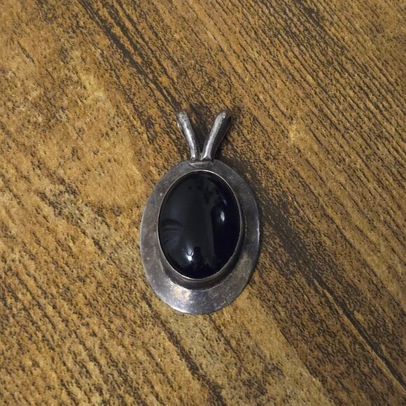 Vintage Robert Nillson Signed Sterling Silver & Black Onyx Modernist Pendant - Picture 14 of 16